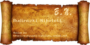 Budinszki Nikolett névjegykártya